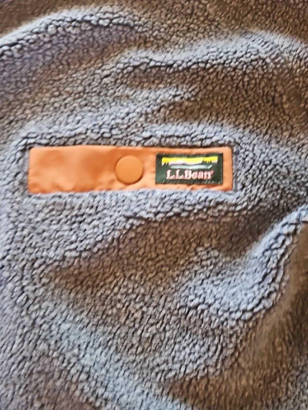 L.L. Bean Gray Sherpa Crewneck with Chest Pocket